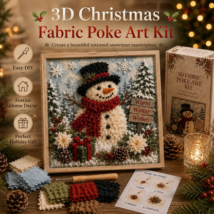 3D Christmas Fabric Poke Art Kit - DIYSnowman Embroidery Artwork, HandmadeHoliday Wall Decor Gift for Adults &Beginners