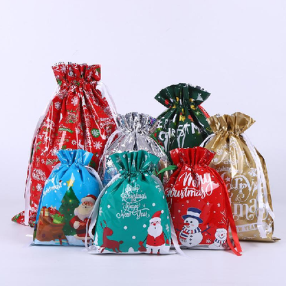 Holiday Drawstring Gift Bag Packaging , 35 Christmas GiftBags for Christmas Gift Party Favors