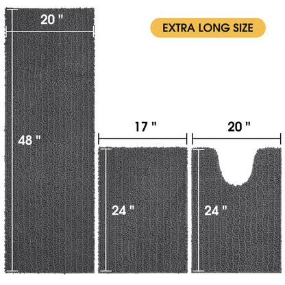 Upgrade Extra Large BathroomRug Set Ultra Soft, Thick Absorbent Bath Mats,Non Slip Chenille Toilet Mat for Bathroom,Bedroom, Kitchen
