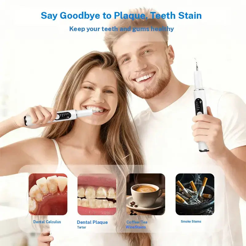 UItrasonic Dental Plaque andTartar Remover,Professional Teeth CleaningKit for Tartar & Stains Removal, Safe & GentleElectric Teeth Cleaning Tools PreventingCavities Bad Breath and Gum Disease for At-Home Oral Care Solution