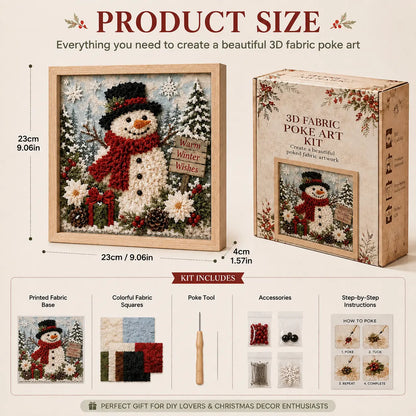 3D Christmas Fabric Poke Art Kit - DIYSnowman Embroidery Artwork, HandmadeHoliday Wall Decor Gift for Adults &Beginners