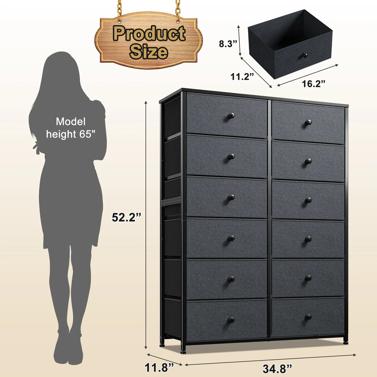 16 Deep Drawers Tall Dresser