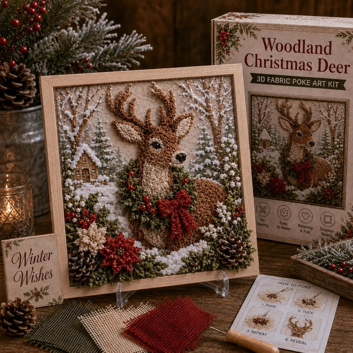 3D Christmas Fabric Poke Art Kit - DIYSnowman Embroidery Artwork, HandmadeHoliday Wall Decor Gift for Adults &Beginners