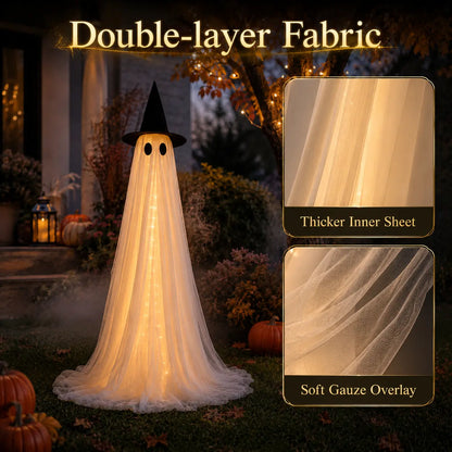 2‑Pack 5Ft Lighted Ghost Halloween Decor for Yard Porch Indoor Outdoor