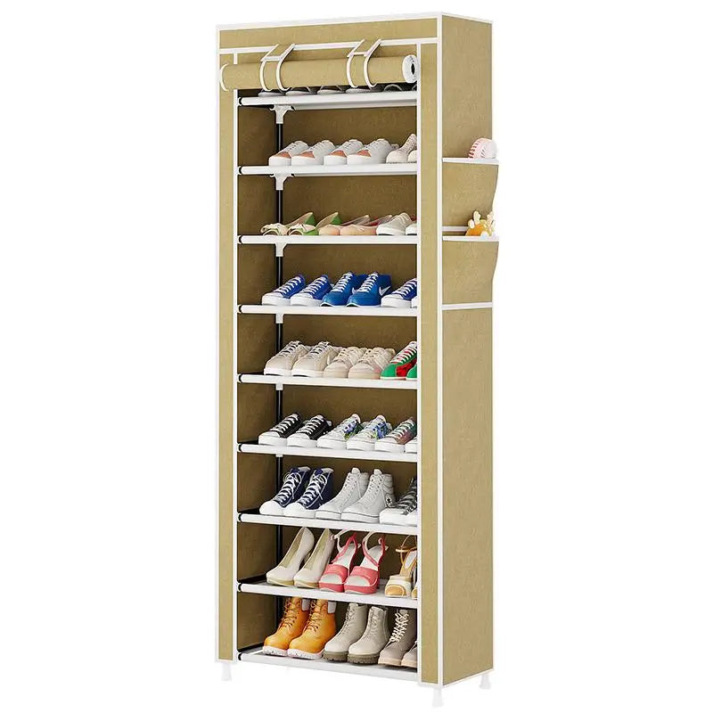 10 Tier Shoe Rack 9 Grids withDustproof Cover, Adjustable Standing Shelf,High Storage Rack