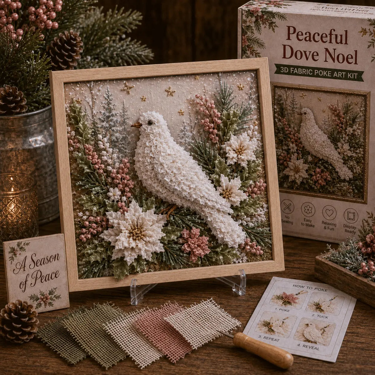 3D Christmas Fabric Poke Art Kit - DIYSnowman Embroidery Artwork, HandmadeHoliday Wall Decor Gift for Adults &Beginners