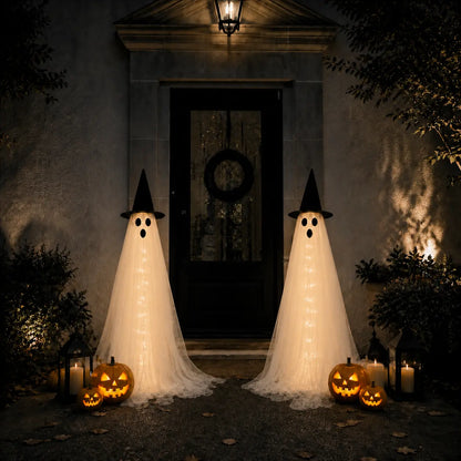 2‑Pack 5Ft Lighted Ghost Halloween Decor for Yard Porch Indoor Outdoor