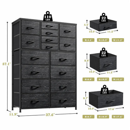 16 Deep Drawers Tall Dresser