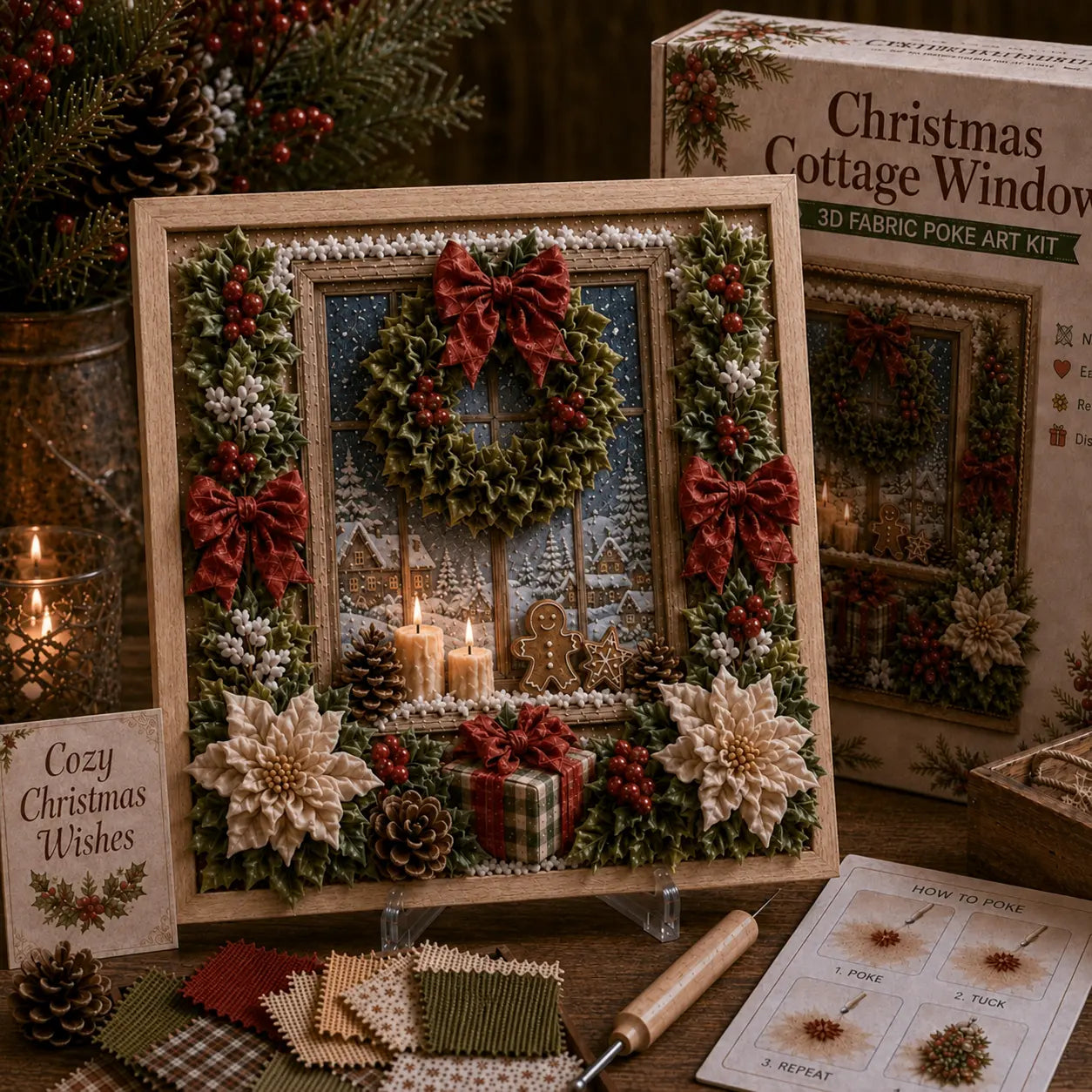 3D Christmas Fabric Poke Art Kit - DIYSnowman Embroidery Artwork, HandmadeHoliday Wall Decor Gift for Adults &Beginners