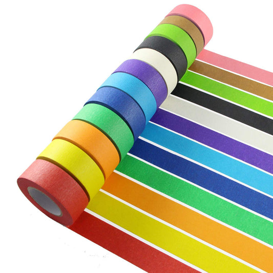 12-Color Rainbow Masking Tape Set – Easy-Tear, Residue-Free for Art, Crafts & Wall Decor