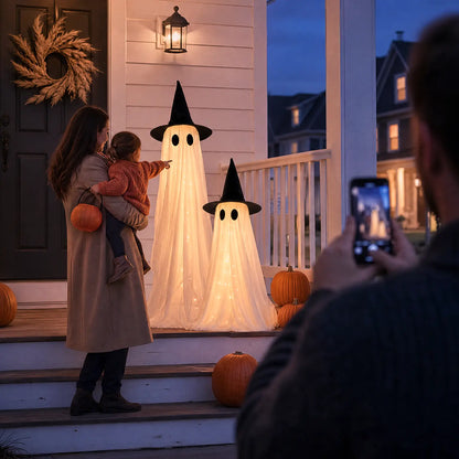 2‑Pack 5Ft Lighted Ghost Halloween Decor for Yard Porch Indoor Outdoor