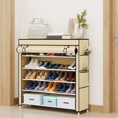 10 Tier Shoe Rack 9 Grids withDustproof Cover, Adjustable Standing Shelf,High Storage Rack