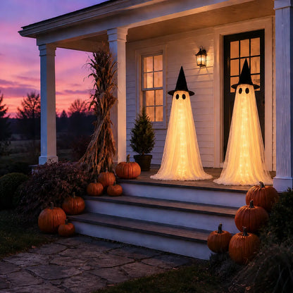 2‑Pack 5Ft Lighted Ghost Halloween Decor for Yard Porch Indoor Outdoor