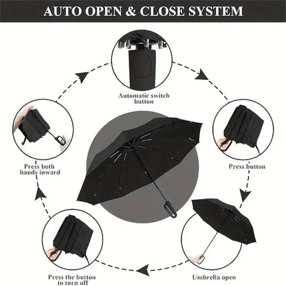Automatic Folding Umbrella, 1 Count/6opcsPortable Rain Umbrella with Loop Buckle,Windproof & Waterproof Umbrella for Men &Women