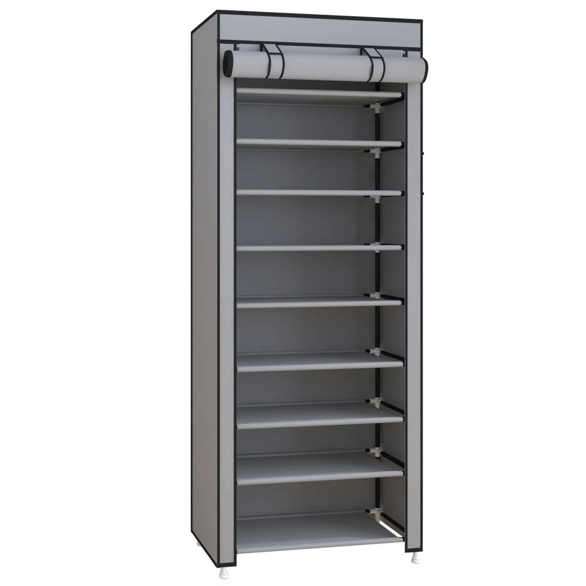 10 Tier Shoe Rack 9 Grids withDustproof Cover, Adjustable Standing Shelf,High Storage Rack